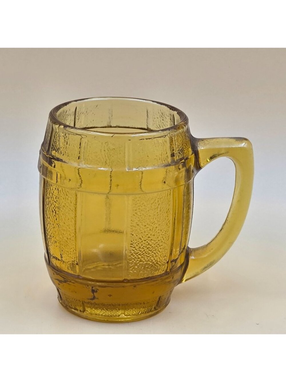 Hazel Atlas Amber Barrel Shot Glass Toothpick Holder Vintage Barware